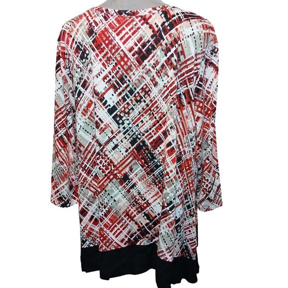 Ruby Rd 3/4 Sleeve Knit Tunic Top Womens XL Geometric Print Corpcore Grannycore - Picture 10 of 10